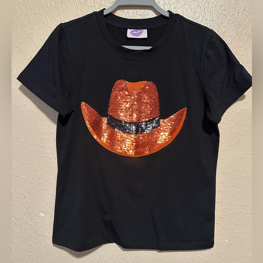 Sparkle City Shirt‎ Size Small Sequins Hat Cowgirl Rodeo